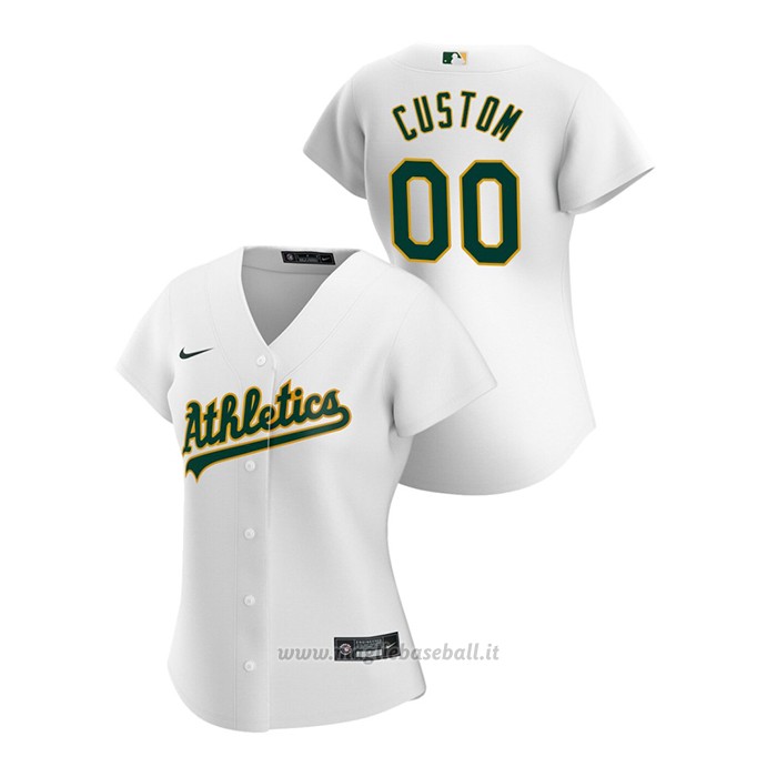 Maglia Baseball Donna Oakland Athletics Personalizzate 2020 Replica Primera Bianco